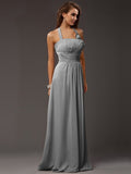 Sheath/Column Halter Sleeveless Ruffles Long Chiffon Bridesmaid Dresses TPP0005366