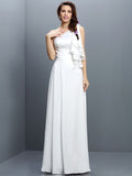 A-Line/Princess One-Shoulder Ruffles Sleeveless Long Chiffon Bridesmaid Dresses TPP0005609