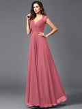 A-Line/Princess V-neck Sleeveless Long Chiffon Bridesmaid dresses TPP0005278