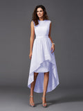 A-Line/Princess Scoop Sash/Ribbon/Belt Sleeveless High Low Chiffon Bridesmaid Dresses TPP0005166