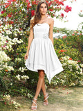 A-Line/Princess Sweetheart Hand-Made Flower Sleeveless Short Chiffon Bridesmaid Dresses TPP0005463