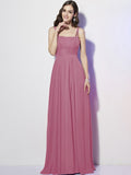 Sheath/Column Spaghetti Straps Sleeveless Pleats Long Chiffon Bridesmaid Dresses TPP0005447