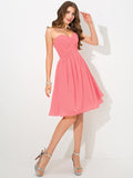 A-Line/Princess Sweetheart Pleats Sleeveless Short Chiffon Bridesmaid Dresses TPP0005313