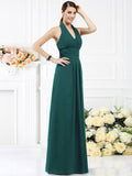 A-Line/Princess Halter Pleats Sleeveless Long Chiffon Bridesmaid Dresses TPP0005502