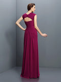 A-Line/Princess Straps Pleats Sleeveless Long Chiffon Bridesmaid Dresses TPP0005181