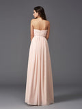 A-Line/Princess Sweetheart Pleats Sleeveless Long Chiffon Bridesmaid dresses TPP0005628