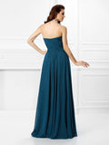 A-Line/Princess Sweetheart Pleats Ruffles Sleeveless Long Chiffon Bridesmaid Dresses TPP0003265