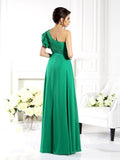 A-Line/Princess One-Shoulder Ruffles Sleeveless Long Chiffon Bridesmaid Dresses TPP0005058