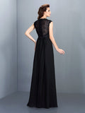 A-Line/Princess Scoop Lace Sleeveless Long Chiffon Bridesmaid Dresses TPP0005303