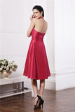 A-Line/Princess Halter Sleeveless Pleats Short Taffeta Bridesmaid Dresses TPP0005709