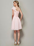 A-Line/Princess Straps Sleeveless Pleats Short Chiffon Bridesmaid Dresses TPP0005576