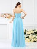 A-Line/Princess Sweetheart Pleats Hand-Made Flower Sleeveless Long Chiffon Bridesmaid Dresses TPP0005765