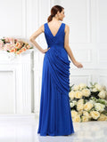 A-Line/Princess V-neck Pleats Sleeveless Long Chiffon Bridesmaid Dresses TPP0005367