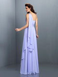 A-Line/Princess One-Shoulder Pleats Sleeveless Long Chiffon Bridesmaid Dresses TPP0005350