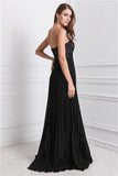 A-Line/Princess Strapless Sleeveless Ruffles Long Chiffon Bridesmaid Dresses TPP0005555