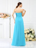 A-Line/Princess Strapless Hand-Made Flower Sleeveless Long Chiffon Bridesmaid Dresses TPP0005590