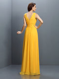 A-Line/Princess V-neck Pleats Sleeveless Long Chiffon Bridesmaid Dresses TPP0005331