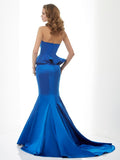 Trumpet/Mermaid Sweetheart Sleeveless Long Satin Bridesmaid Dresses TPP0005151