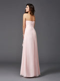 A-Line/Princess Sweetheart Hand-Made Flower Sleeveless Long Chiffon Bridesmaid Dresses TPP0005192