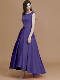 A-Line/Princess Bateau Sleeveless Asymmetrical Ruffles Satin Bridesmaid Dresses TPP0005281