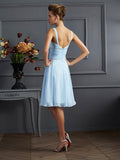 A-Line/Princess V-neck Sleeveless Pleats Short Chiffon Bridesmaid Dresses TPP0005039