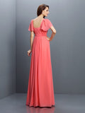 A-Line/Princess Sweetheart Pleats 1/2 Sleeves Long Chiffon Bridesmaid Dresses TPP0005322