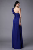 Sheath/Column One-Shoulder Sleeveless Pleats Long Chiffon Bridesmaid Dresses TPP0005498