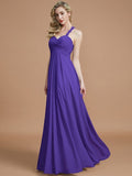 A-Line/Princess Sweetheart Sleeveless Ruched Floor-Length Chiffon Bridesmaid Dresses TPP0005051