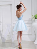 A-Line/Princess Beading Sweetheart Sleeveless Applique Elastic Woven Satin Organza Bridesmaid Dresses TPP0005651