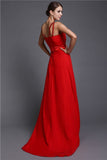 A-Line/Princess V-neck Sleeveless Long Ruffles Chiffon Bridesmaid Dresses TPP0005515