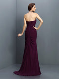 Trumpet/Mermaid Strapless Pleats Sleeveless Long Chiffon Bridesmaid Dresses TPP0005428