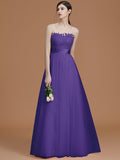 A-Line/Princess Bateau Sleeveless Floor-Length Applique Tulle Bridesmaid Dresses TPP0005365