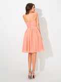 A-Line/Princess Sweetheart Pleats Sleeveless Short Chiffon Bridesmaid Dresses TPP0005313