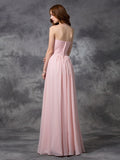 A-line/Princess Sweetheart Sleeveless Ruched Long Chiffon Bridesmaid Dresses TPP0005267