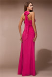 Sheath/Column Halter Sleeveless Long Ruffles Chiffon Bridesmaid Dresses TPP0005445