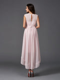 A-Line/Princess Scoop Sash/Ribbon/Belt Sleeveless High Low Chiffon Bridesmaid Dresses TPP0005166