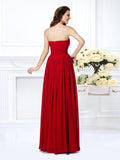 A-Line/Princess Strapless Hand-Made Flower Sleeveless Long Chiffon Bridesmaid Dresses TPP0005618