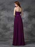 A-line/Princess Sweetheart Ruched Sleeveless Long Chiffon Bridesmaid Dresses TPP0005563