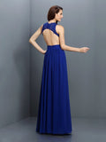 A-Line/Princess V-neck Applique Sleeveless Long Chiffon Bridesmaid Dresses TPP0005255