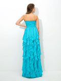 A-Line/Princess Sweetheart Layers Sleeveless Long Chiffon Bridesmaid Dresses TPP0005233