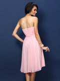 A-Line/Princess Sweetheart Pleats Bowknot Sleeveless Short Chiffon Bridesmaid Dresses TPP0005328