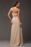 Sheath/Column Halter Sleeveless Ruffles Long Chiffon Bridesmaid Dresses TPP0005366