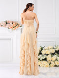 A-Line/Princess Strapless Pleats Sleeveless Long Chiffon Bridesmaid Dresses TPP0005396