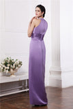 Sheath/Column Scoop Sleeveless Beading Bowknot Long Elastic Woven Satin Bridesmaid Dresses TPP0005506