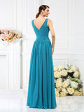 A-Line/Princess Bateau Pleats Sleeveless Long Chiffon Bridesmaid Dresses TPP0005212