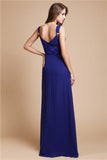 Sheath/Column V-neck Sleeveless Ruffles Long Chiffon Bridesmaid Dresses TPP0005526