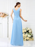 Sheath/Column V-neck Beading Sleeveless Long Chiffon Bridesmaid Dresses TPP0005417