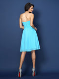 A-Line/Princess Sweetheart Pleats Sleeveless Short Chiffon Bridesmaid Dresses TPP0005469