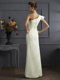 Sheath/Column One-Shoulder Sleeveless Pleats Long Elastic Woven Satin Bridesmaid Dresses TPP0005615