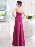 Sheath/Column Strapless Sleeveless Long Pleats Satin Bridesmaid Dresses TPP0005434